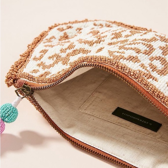 NWT Anthropologie Beaded Leopard Purse, Clutch, or Cosmetic Pouch - Picture 2 of 2